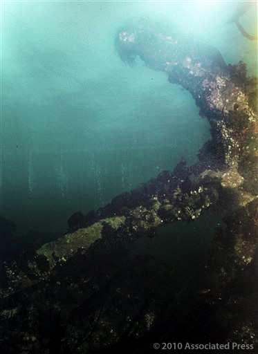 A submerged cannon that a team of divers say is one of the remains of the U.S.S. Revenge