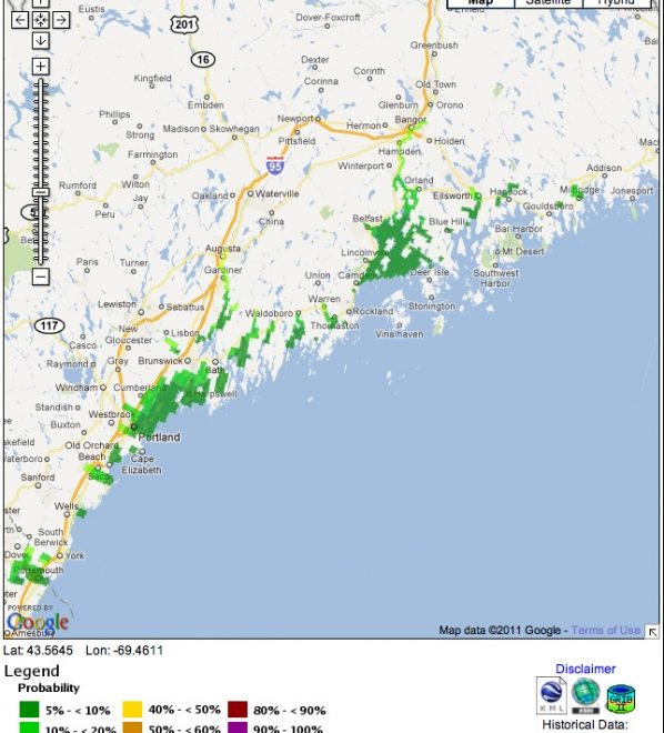 NOAA Storm Surge prediction of 3ft or more for the Southern New England coast