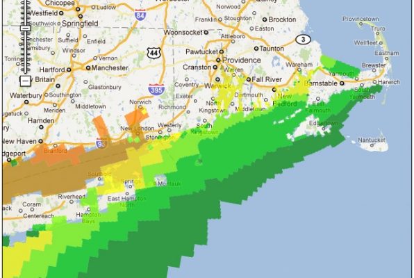 NOAA Storm Surge prediction of 3ft or more for the Southern New England coast
