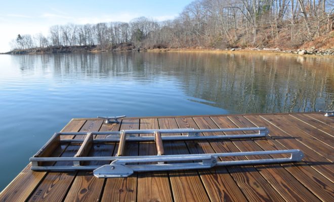 Falls Point Marine's new swim ladder is extremely low-profile when stowed, helping it easily withstand Mother Nature.