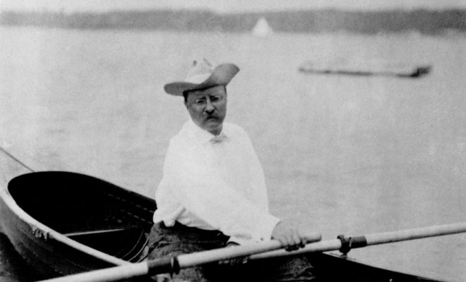 Teddy Roosevelt rowing around Oyster Bay, New York *also a best harbor nominee