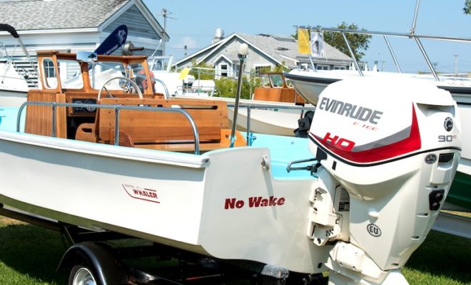 The Boston Whaler has become a boating icon.Line up of Boston Whalers at Maine's Boston Whaler Rendezvous, new and old.There will be some dock space for Whalers to arrive by water.