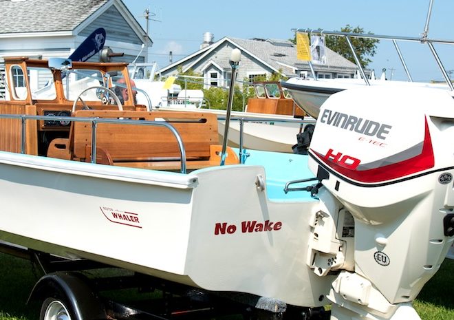 The Boston Whaler has become a boating icon.Line up of Boston Whalers at Maine's Boston Whaler Rendezvous, new and old.There will be some dock space for Whalers to arrive by water.