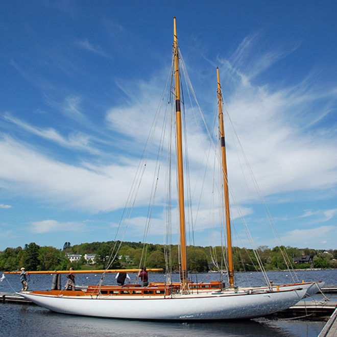 WACHIWI (ex-LADY M) and QUAKERESS II are twin Buzzards Bay 30s that were restored at French & Webb in Belfast, Maine.