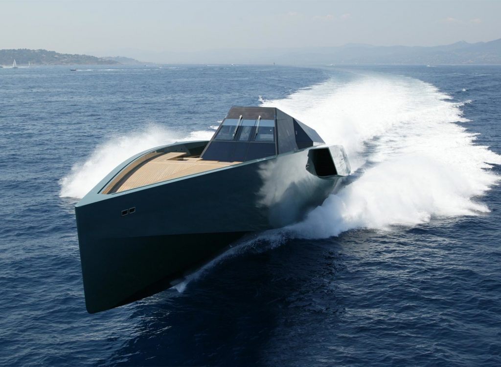 The new Wally 118, showing its cruising speed of 60 knots. Photo courtesy of Wally Yachts.
