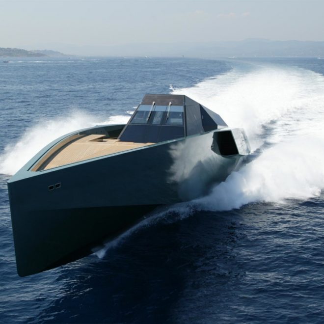 The new Wally 118, showing its cruising speed of 60 knots. Photo courtesy of Wally Yachts.