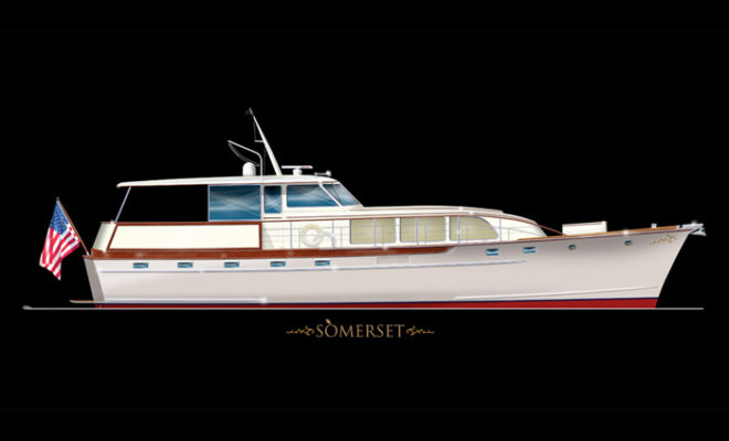 Somerset, a 58' classic Trumpy offered for fractional ownership through Yachting Solutions of Rockport, Maine.