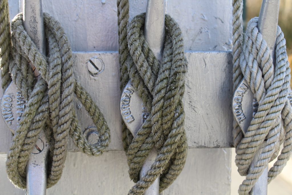 Knots on a halyard.