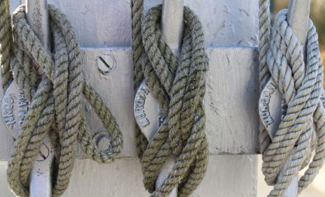 Knots on a halyard.