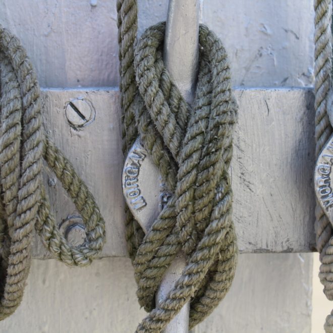 Knots on a halyard.