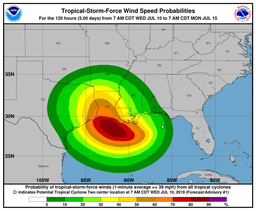 Tropical Storm Barry expected to hit land with increased intensity.