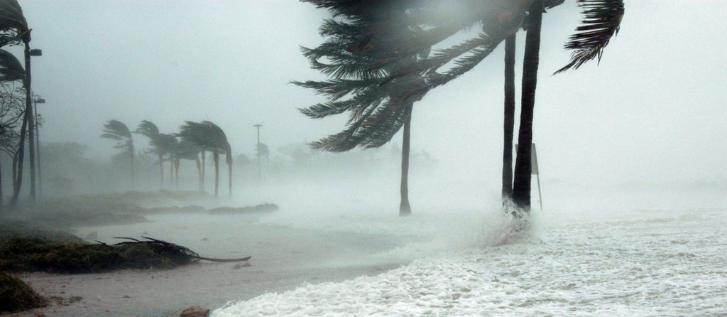 Hurricane hitting land in Key West, FL