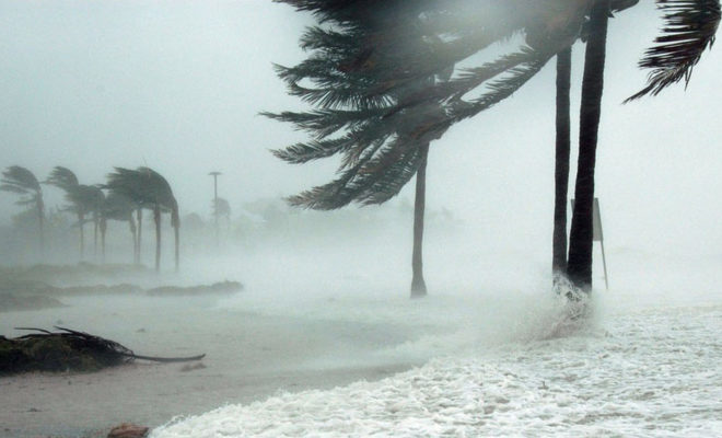 Hurricane hitting land in Key West, FL