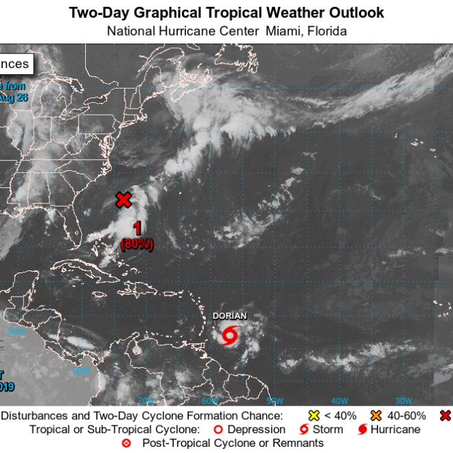 Tropical Storm Dorian likely to land as hurricane.