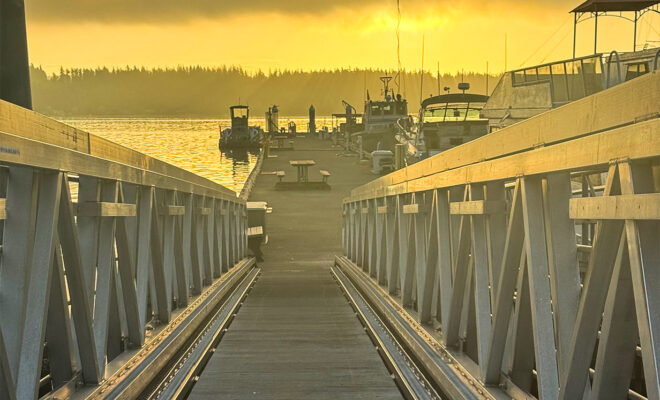 Looking down the ramp, Port of Brownsville docks