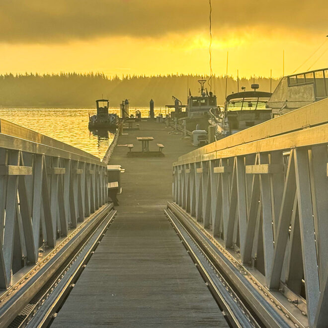 Looking down the ramp, Port of Brownsville docks