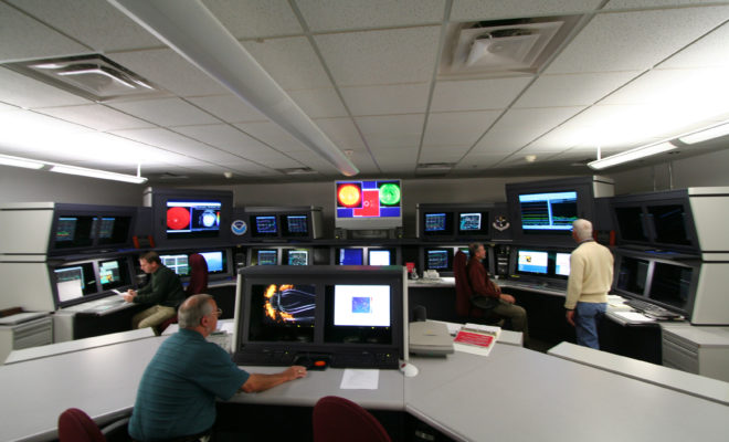 Inside the NOAA Space Weather Prediction Center in Boulder, Colorado.