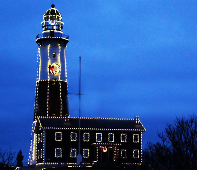Montauk Lighthouse Christmas Lighting.