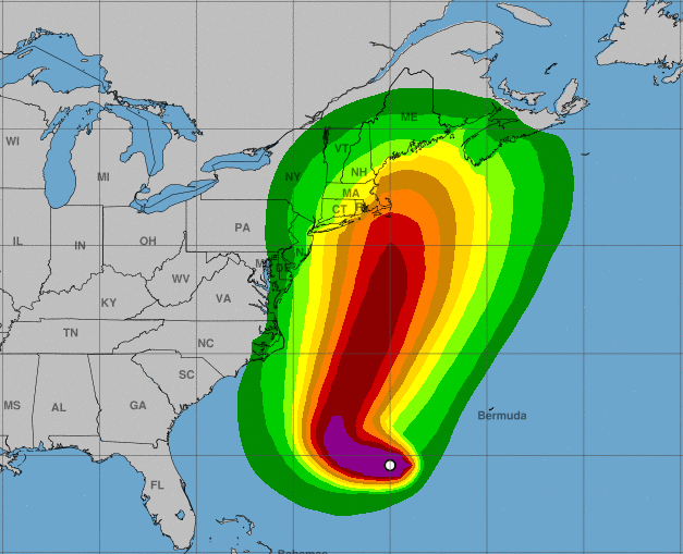 Path of Tropical Storm Henri from NOAA