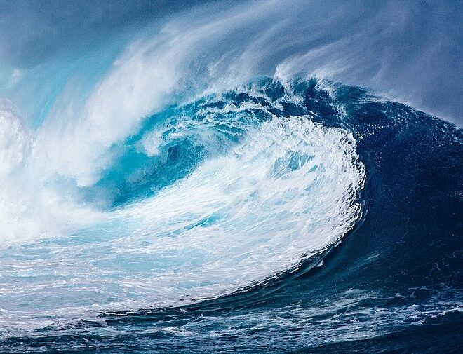 Giant Ocean Wave - Wiki Commons --Unknown author, CC0, via Wikimedia Commons
