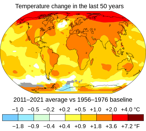 NASA’s Scientific Visualization Studio, Key and Title by uploader (Eric Fisk), CC BY-SA 4.0 <https://creativecommons.org/licenses/by-sa/4.0>, Change_in_Average_Temperature_With_Fahrenheit.svg_ via Wikimedia Commons
