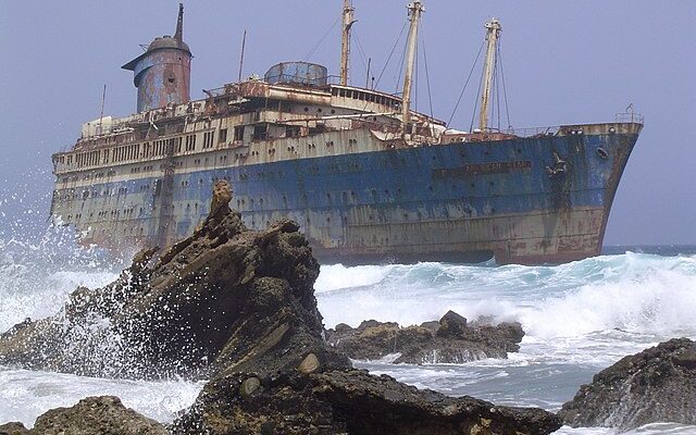 Shipwreck of the SS American Star on the shore of Fuerteventura via WikiCommons