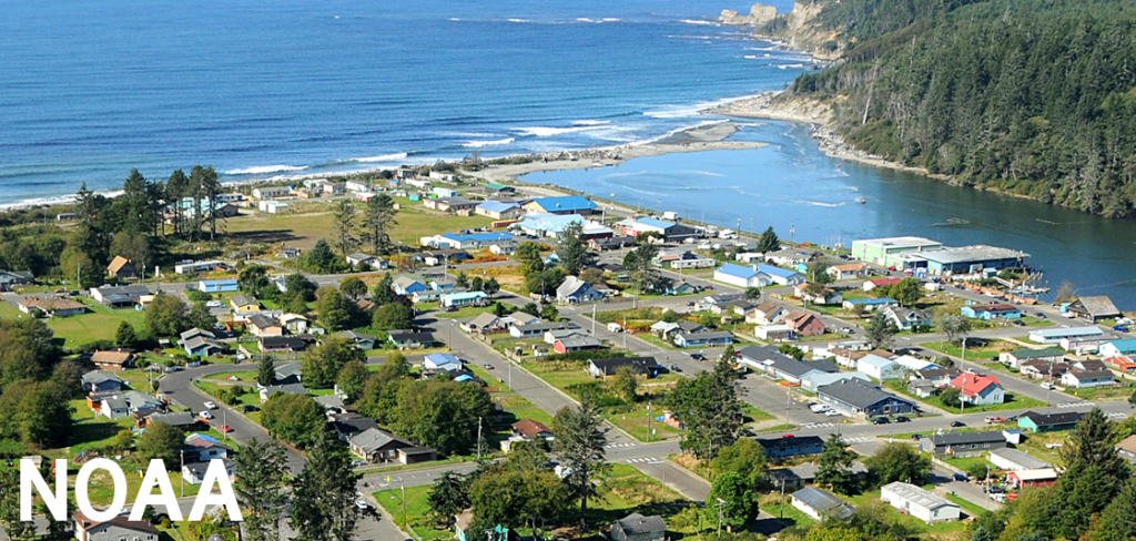 Quinault Village -- NOAA. Photo by Larry Workman, Quinault Indian Nation