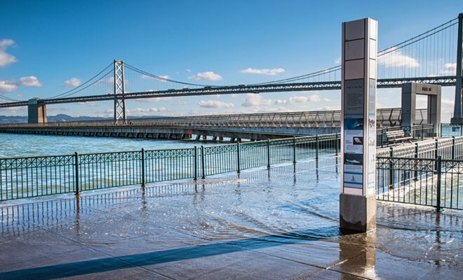 Californians living on the coast may be used to seeing so-called King Tides — a regular phenomenon where high tides are higher than normal on certain days of the year. Shown here: Embarcadero Waterfront in San Francisco, California. Image credit: Michael Filippoff