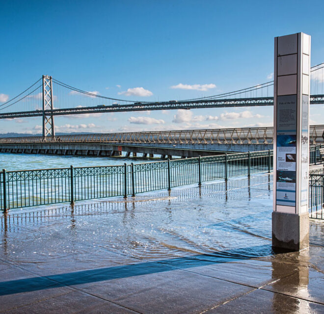 Californians living on the coast may be used to seeing so-called King Tides — a regular phenomenon where high tides are higher than normal on certain days of the year. Shown here: Embarcadero Waterfront in San Francisco, California. Image credit: Michael Filippoff