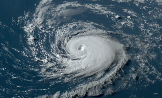 A GOES-16 (GOES East) visible satellite image of Hurricane Don at 6:20 PM EDT on July 22, 2023 in the Atlantic. Don was the first hurricane of the 2023 Atlantic hurricane season. (Image credit: NOAA)
