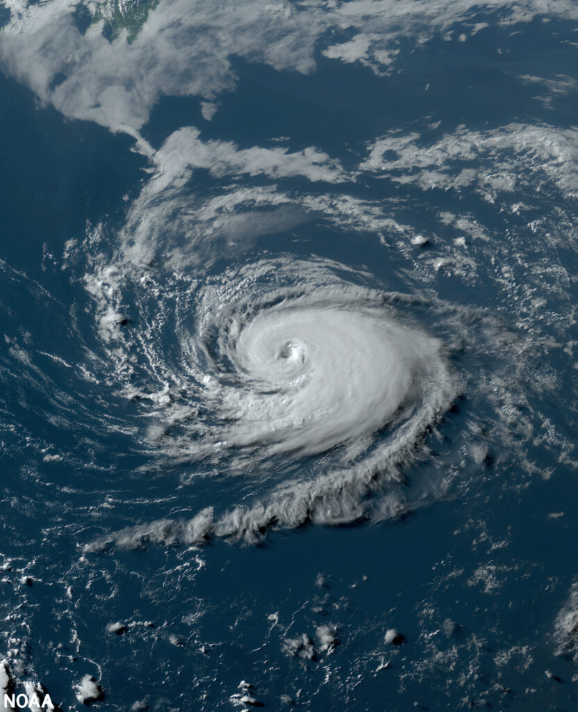 A GOES-16 (GOES East) visible satellite image of Hurricane Don at 6:20 PM EDT on July 22, 2023 in the Atlantic. Don was the first hurricane of the 2023 Atlantic hurricane season. (Image credit: NOAA)