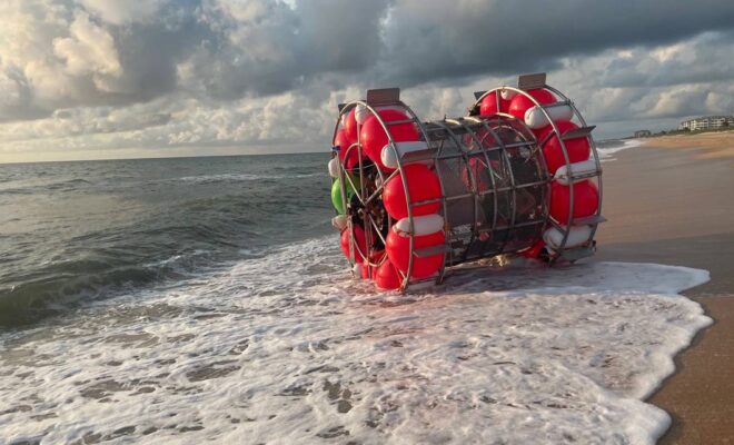Hydro pod found on a beach in Flagler County, Florida in July 2021. Flagler County Sheriff's Office Read more at: https://www.miamiherald.com/news/state/florida/article279069459.html#storylink=cpy