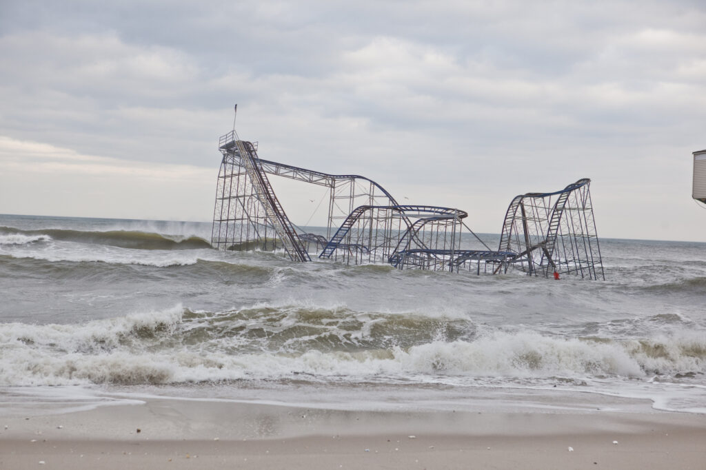 Superstorm Sandy damage in Seaside Heights New Jersey by Wikicommons.