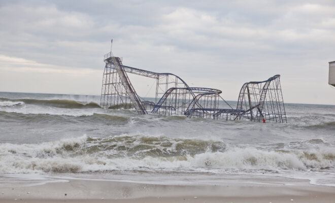 Superstorm Sandy damage in Seaside Heights New Jersey by Wikicommons.