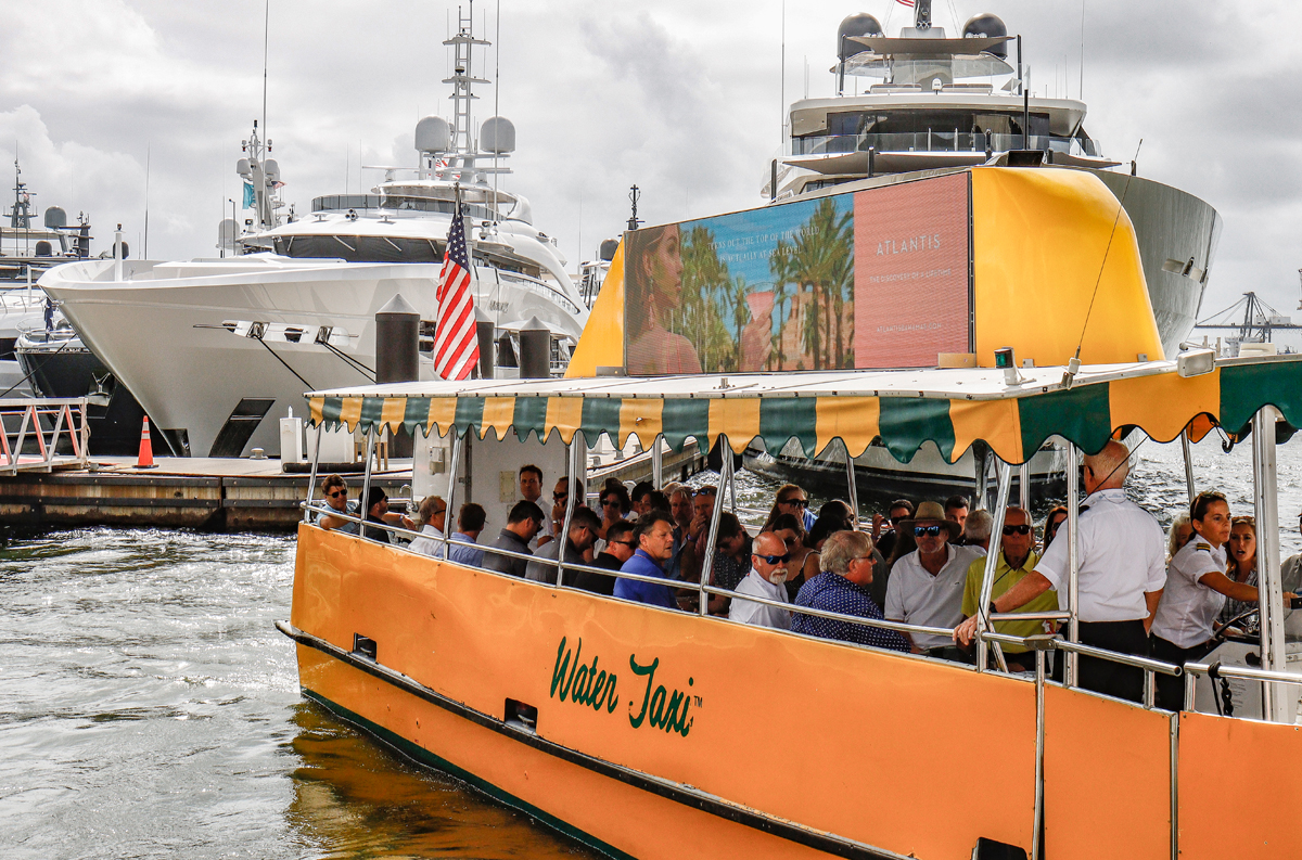 The water taxi at the 2023 Fort Lauderdale Boat Show. Image courtesy of MIASF.