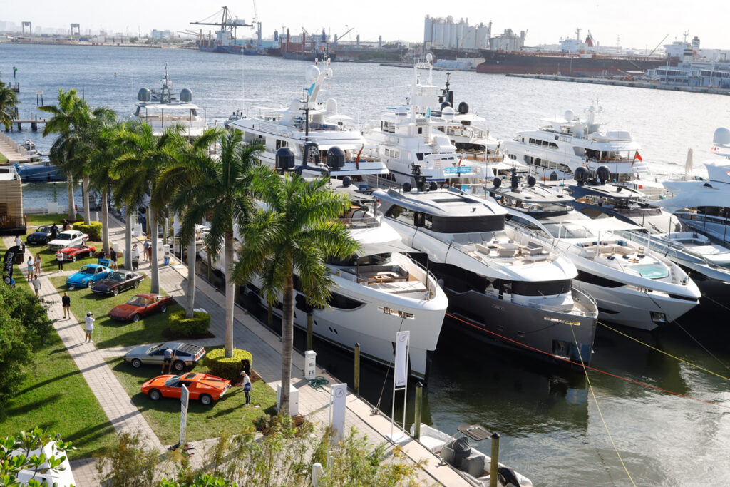Boats at the 2023 Fort Lauderdale Boat Show. Image courtesy of MIASF.