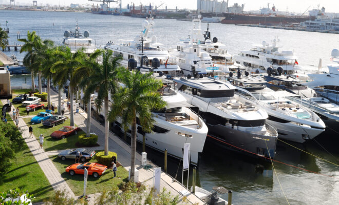 Boats at the 2023 Fort Lauderdale Boat Show. Image courtesy of MIASF.
