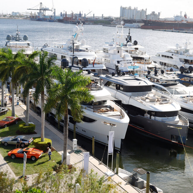 Boats at the 2023 Fort Lauderdale Boat Show. Image courtesy of MIASF.