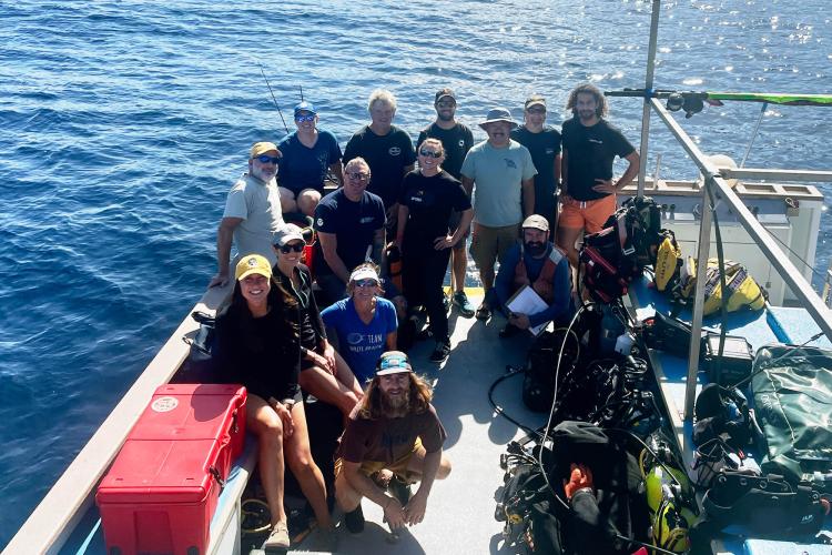 NOAA Fisheries’ white abalone recovery team–which includes partner organizations–had been planning this research trip for years. They were overjoyed at the discovery of a juvenile white abalone. Credit: NOAA Fisheries