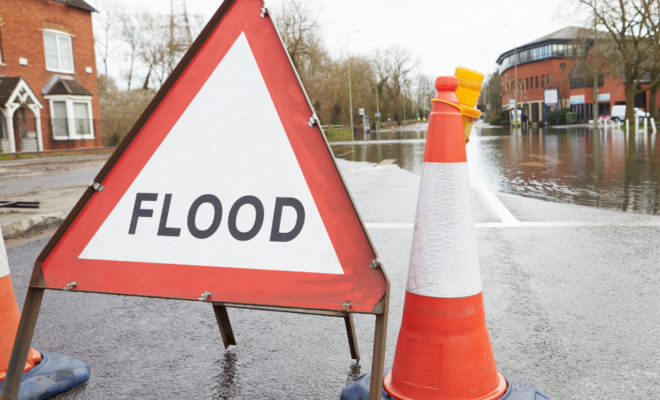 Flooded road in winter. Image from Canva.com