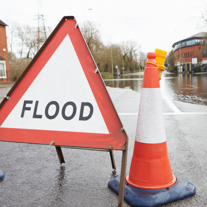 Flooded road in winter. Image from Canva.com