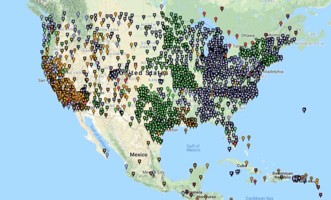 NOAA's National Geodetic Survey defines and manages the National Spatial Reference System — a consistent coordinate system that defines latitude, longitude, height, scale, gravity, and orientation throughout the United States. In addition to a network of continuously operating reference stations supporting three-dimensional positioning activities (shown here), the reference system includes a network of permanently marked points; a consistent, accurate, and up-to-date national shoreline; and a set of accurate models describing dynamic, geophysical processes that affect spatial measurements.