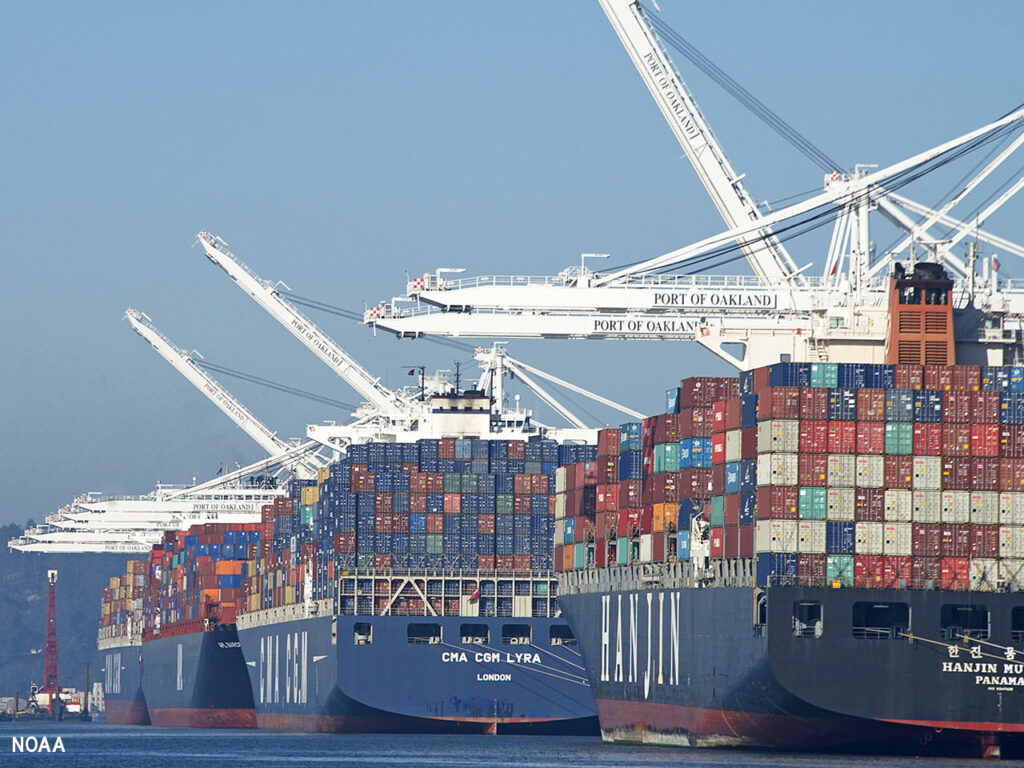 As container ships continue to grow in size and ports — like the Port of Oakland in California — grow more congested by the year, NOAA plays an increasingly critical role in U.S. marine transportation. NOAA services and products improve the efficiency of ports and harbors, promote safety, and help to ensure the protection of coastal marine resources. (Image credit: NOAA National Ocean Service)