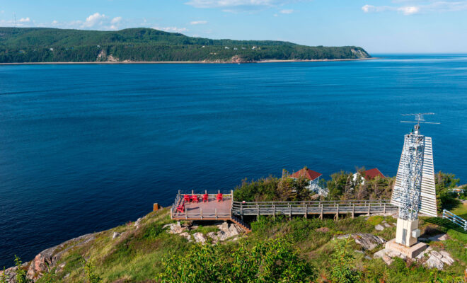 The Pointe-Noire Interpretation and Observation Centre, near the village Tadoussac in Quebec, is a whale-watching and research hotspot. Photo by Adrien Le Toux/Alamy Stock Photo