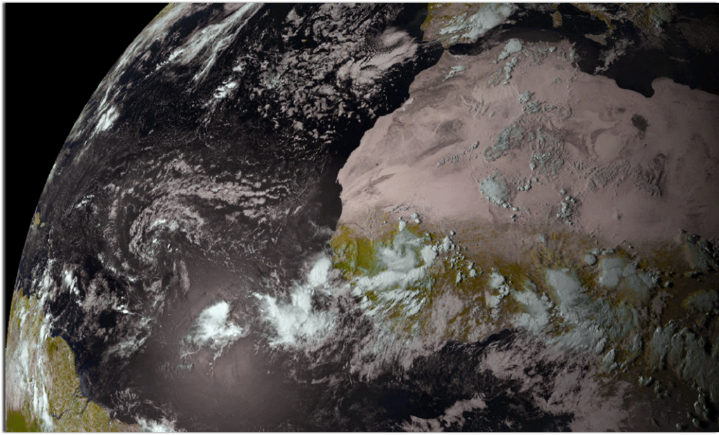 African easterly wave convection moving over Africa into the Atlantic captured by the Meteosat Second Generation Satellite. (Image downloaded via EUMETSAT.)