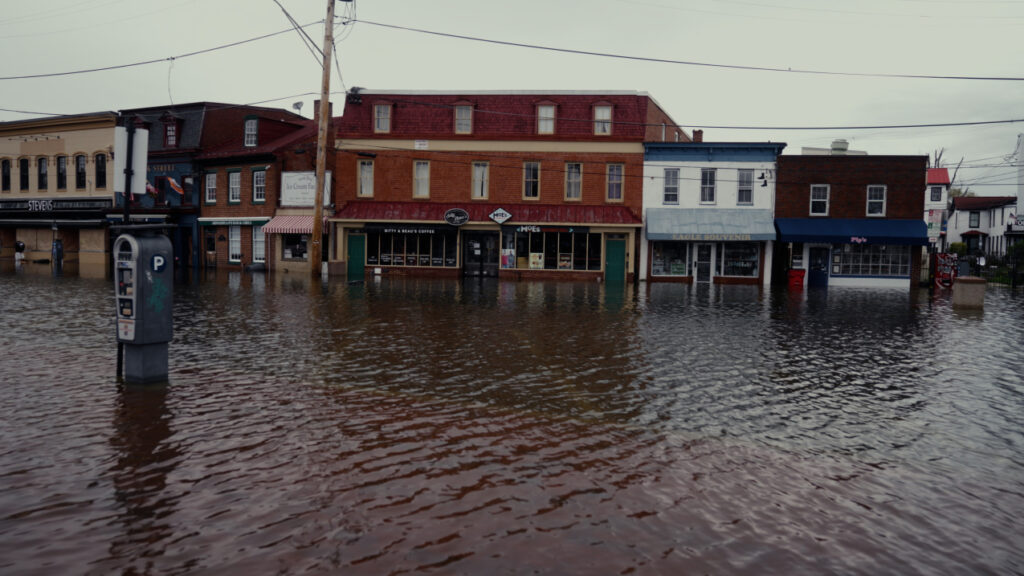 High tide flooding April 12, 2024, blocks businesses in Annapolis, Maryland. (NOAA photo)