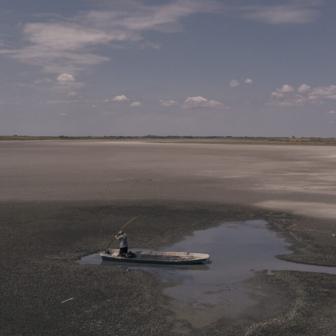 MELENCI, SERBIA - JULY 25, 2024: A worker from a spa collects mud at Lake Rusanda, which dried up for the first time in recorded history during a prolonged heatwave. Europe had its warmest July, and warmest year-to-date, on record. (Image credit: Getty Images)