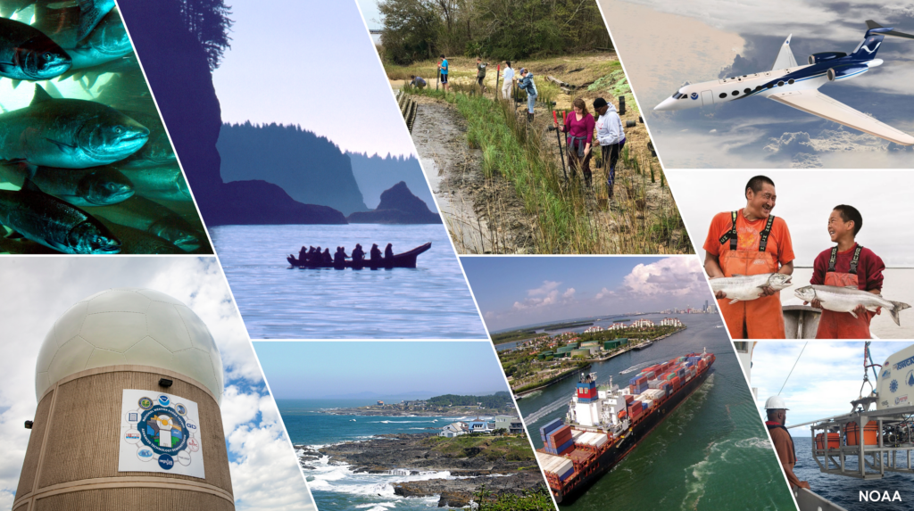 A photo collage highlighting some of the initiatives from NOAA's Inflation Reduction Act investments. (Image credit: NOAA)