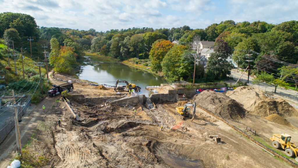 Removal of Holmes Dam from Town Brook in Plymouth Massachusetts in 2018. (Image credit: Hawk Visuals)