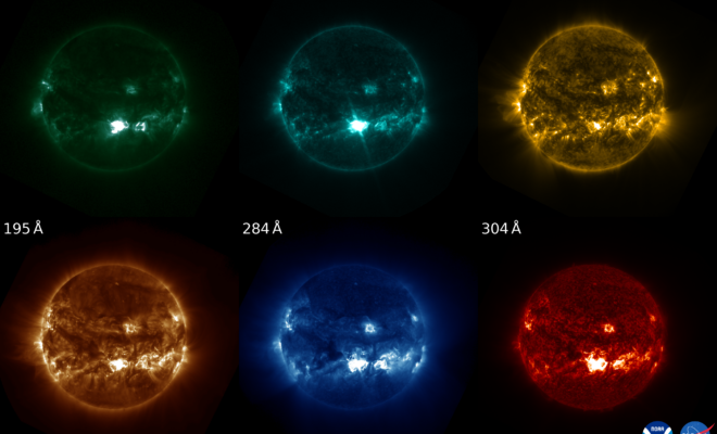 An X9 flare, which can be seen in the lower half of the sun, captured by GOES-19’s Solar Ultraviolet Imager (SUVI) instrument on Oct. 3, 2024. (Image credit: NOAA)
